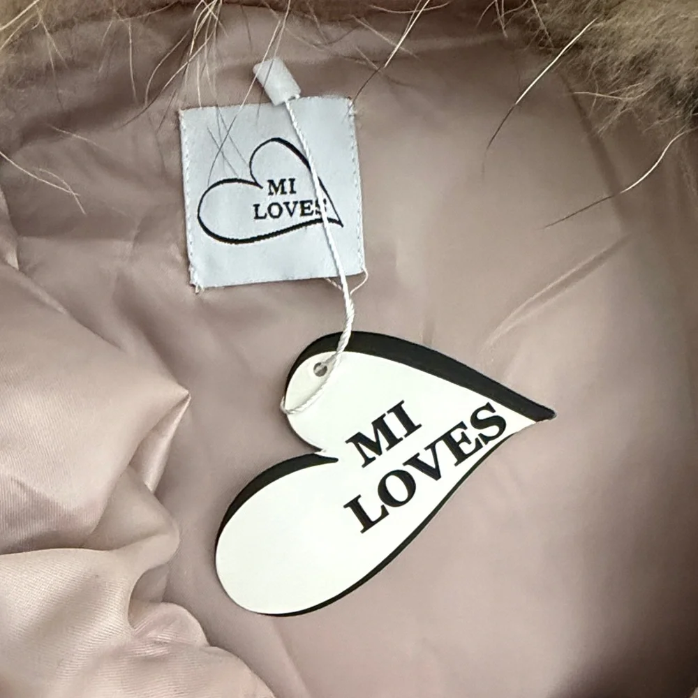 NEW Mi Loves Cappuccino Signature Luxurious Cashmere Cape with Racoon Fur Trim